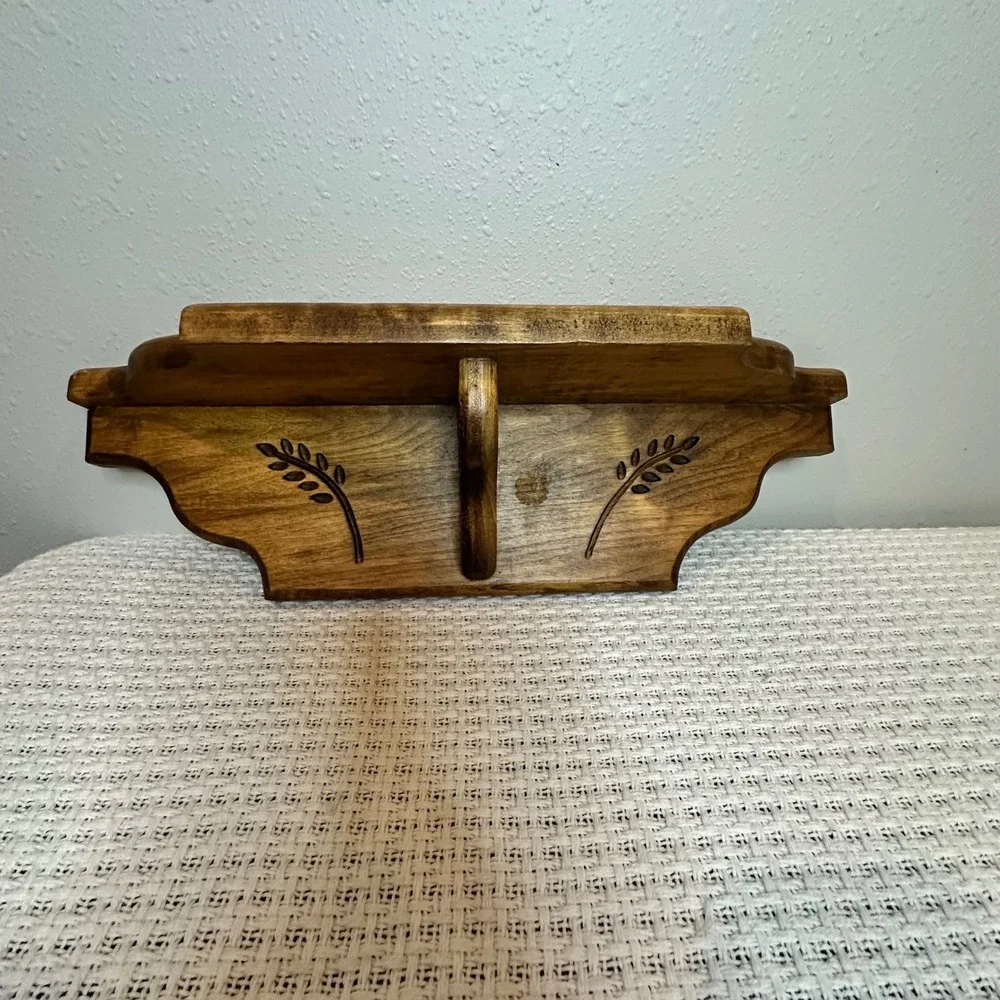 Wall Shelf Brown Wood Wheat Carved Rustic Decor Vintage Farmhouse 16x6 Natural